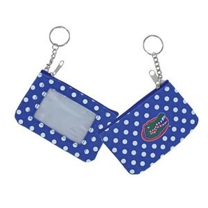 Florida Gators Coin Purse NCAA New Team Logo Key Ring Nylon Polka Dot